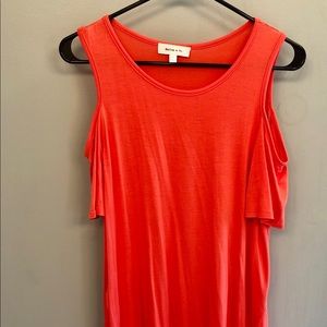 Orange cold shoulder T